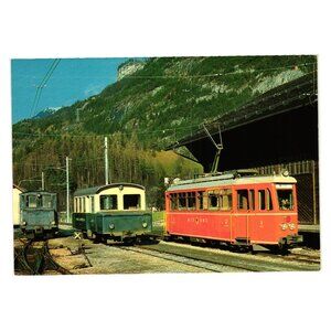 Meiringen Innertkirchen Railway Locomotives Vintage Postcard 1977 Switzerland